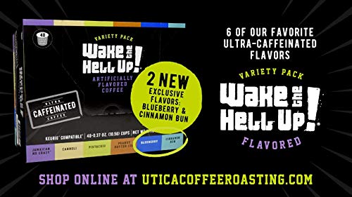 Wake The Hell Up! Variety Pack Flavored Single Serve Coffee Pods | Ultra-Caffeinated Coffee For K-Cup Compatible Brewers | 48 Count, 2.0 Compatible #TOP4