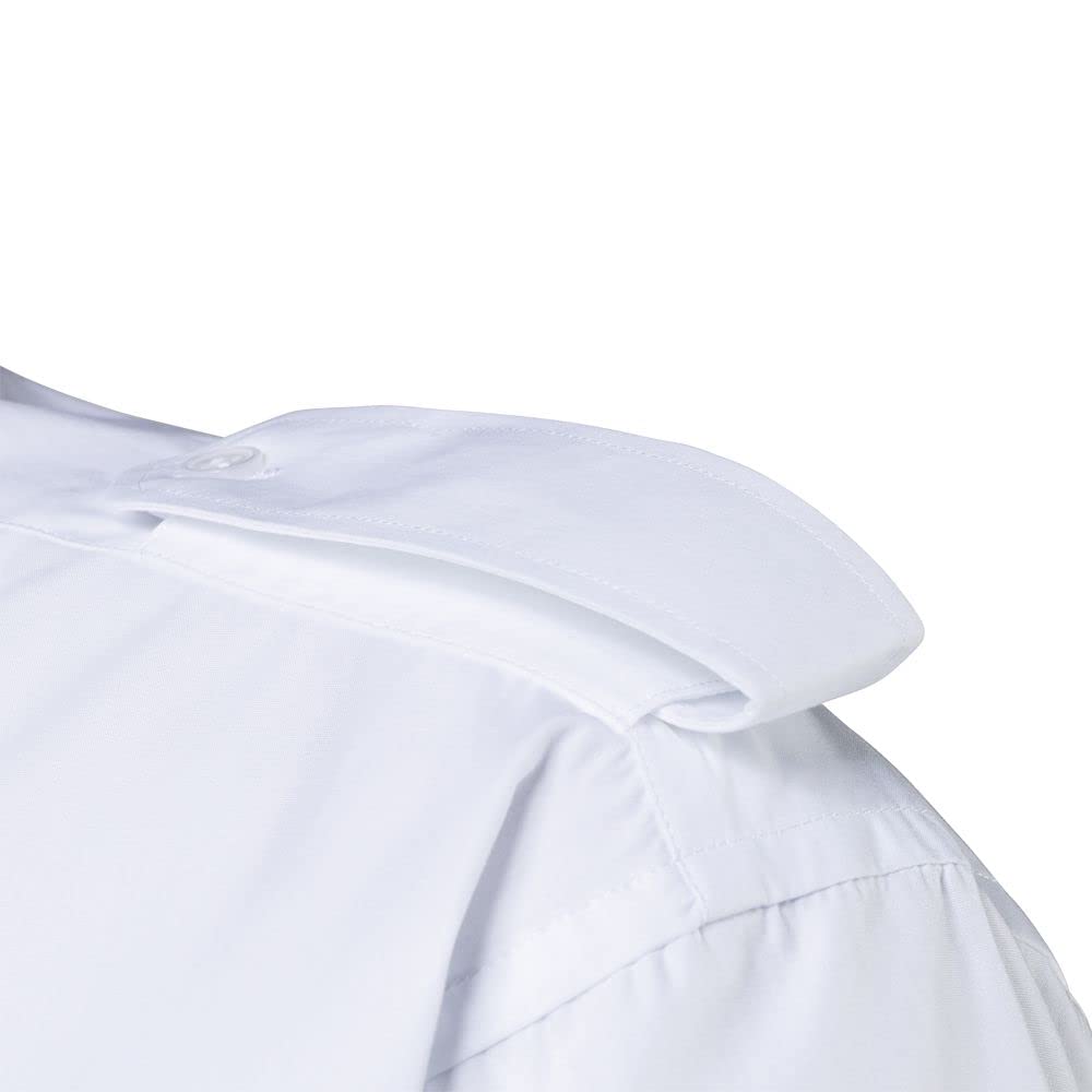 EXNER Blouse Pilote Chemise de Travail Femmes, avec Rabat et Tunnel, Manches Longues, Coton Mélangé, Couleur Blanc, 46