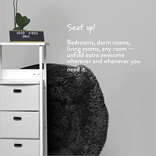 Urban Shop Oversized Mongolian Faux Fur Saucer Chair, Black #TOP5