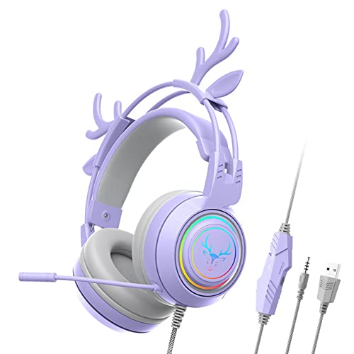 Ronyme Fone de ouvido para jogos com fio, leve, com microfone, USB de 3,5 mm, fone de ouvido com can