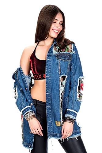 Cipo & Baxx Damen Jeansjacke Ausgefallen Übergangsjacke Feminin...