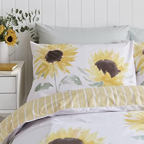 Catherine Lansfield Painted Sun Flowers Easy Care King Duvet Set Yellow