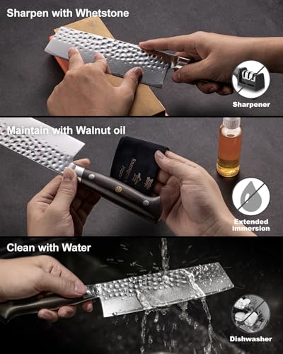 kanngou Japanisches Nakiri-Messer, 18 cm, Damastmesser aus 67 Lagen, Griff aus Ebenholz, Vollseide, Gemüsemesser mit Premium-Geschenkbox