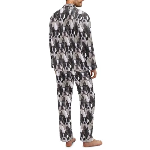 Uasibuni Mens Knit Sleep Pajama Pant Men's Flannel Long Sleeve Pajamas Set Sleepwear Loungewear Button Down PJ Set2