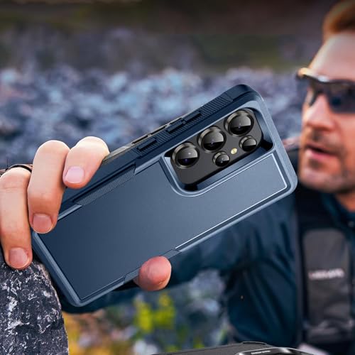 Image of KARWAN Shockproof Back Case Cover Compatible with Samsung Galaxy S23 Ultra, Heavy Duty Case with 360 Degree Camera Protection, Dual Layer Rugged Bumper Protection Cover with Matte Finish (Blue)
