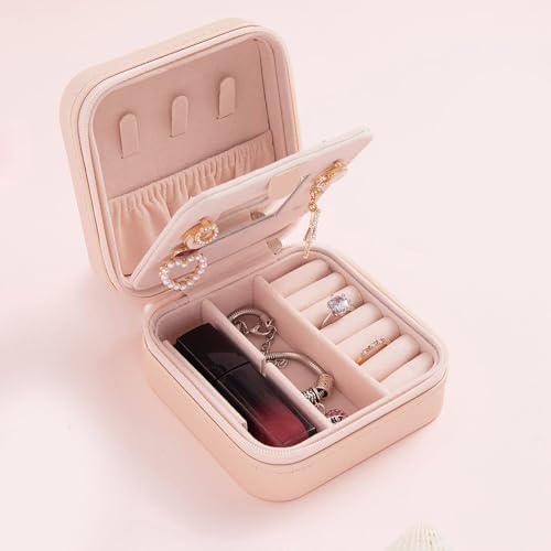 Estojo de joias de viagem e organizador com espelho - presente pa...