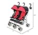 Kolcraft - Cloud - Lightweight and Compact Double Umbrella Stroller - Red/Black