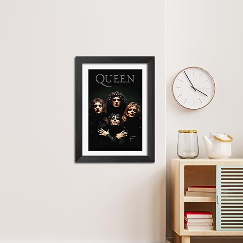 Image of inspire TA Queen Rock band Framed Poster Vintage Music Band Painting Wall Frames, Laminated Poster With Black Frames (12 X 9 INCH) (Queen Poster)