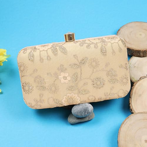 Image of LONGING TO BUY Hand Crafted Designer Box Clutch - Zari Embroidery For Women
