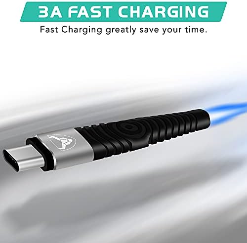 USB C Cable, [3-Pack/15CM+1M+2M] iSOUL USB Type C Fast Charging Cable Nylon Braided Sync Charger For Samsung Galaxy S22 S21 S20 S10 S9 S8 Plus Note 10 9 8, Huawei P10 P9 Google Pixel Sony Xperia XZ LG