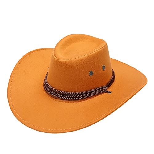 Hotel Paradiso Adulti Casual Solid Western Cowboy Cappello Da Sole Largo Tesa Viaggio Parasole Rosa Romanzi Inverno, Colore: arancione., Taglia unica