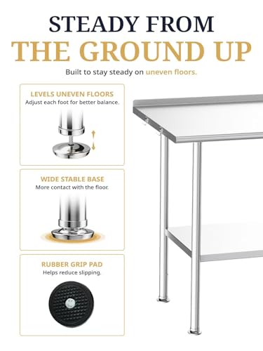 Image of Atelicf NSF Stainless Steel Prep Table 30X60 inch with Backsplash