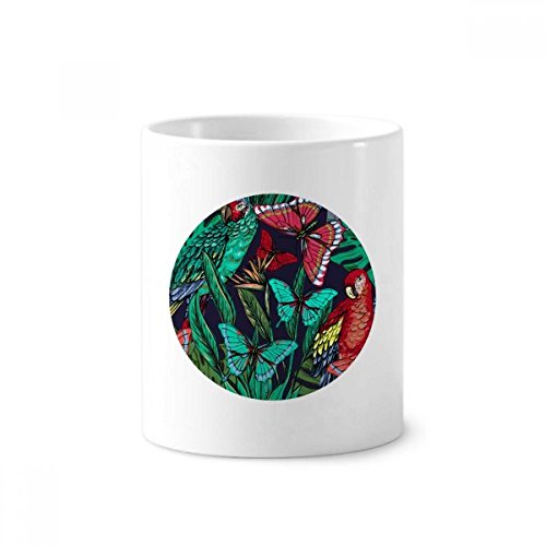 Tasse blanche oiseau et papillon pour ranger vos stylos et brosses à dents au quotidien