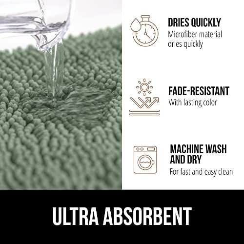 Image of GORILLA GRIP Bath Rug Mat 54x24, Thick Absorbent Chenille, Quick Dry Microfiber Mats, Rubber Backing Washable Shower Floor Rugs, Bathmat Runner, US Designed Bathroom Home Decor Accessories, Sage