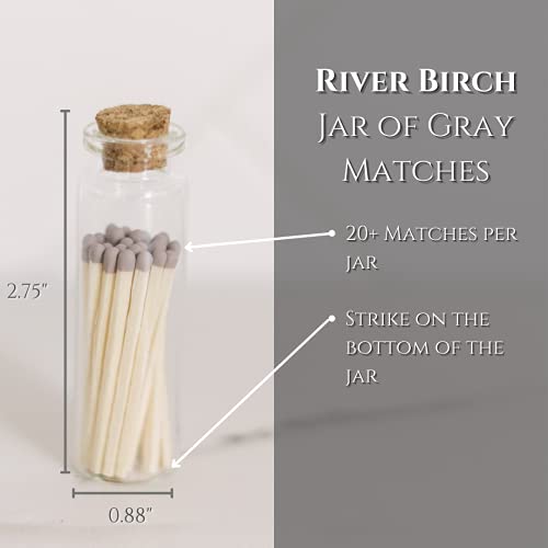 image for River Birch Gray Tip Matches in Jar with Striker - Decorative Home Mat