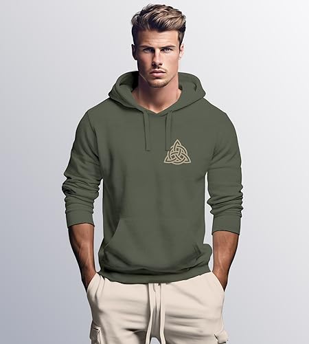 Herren Neverless Hoodie Aufdruck Logo Wikinger nordische Mythologie Valknut Wotansknoten Valhalla