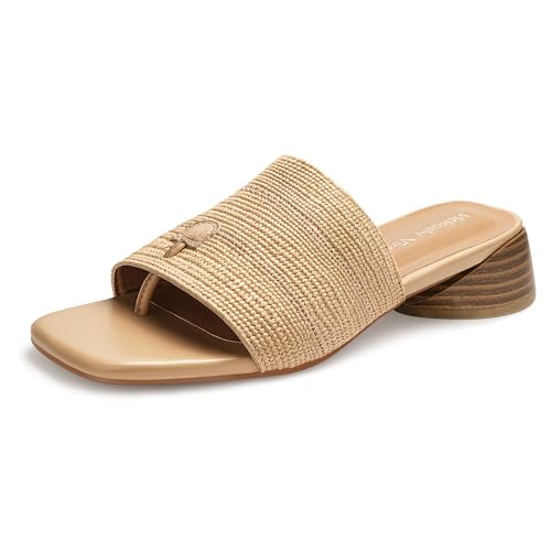 Women's Block Kitten Heels Slide Mule Sandals Square Open Toe Shoes