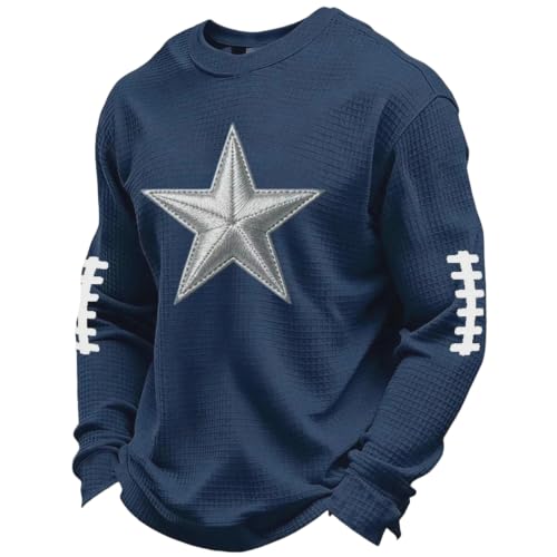 Game Day Sweatshirt Men Waffle Knit Crew Neck Breathable Work Clothing - image 2