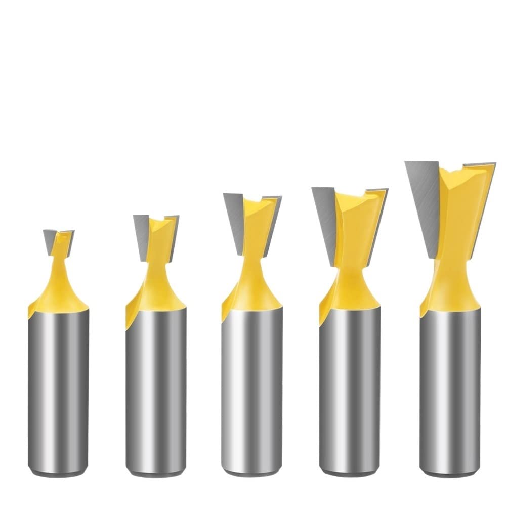 1/5 sztuk 1/2 Cal Shank frez do drewna Bit jaskółczy ogon wspólne frezy zestaw frez do drewna narzędzie do drewna(5pcs)