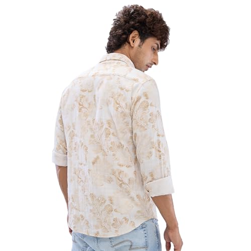 Image of Spykar Men Cotton Blend Full Sleeve Slim Fit Printed Shirts