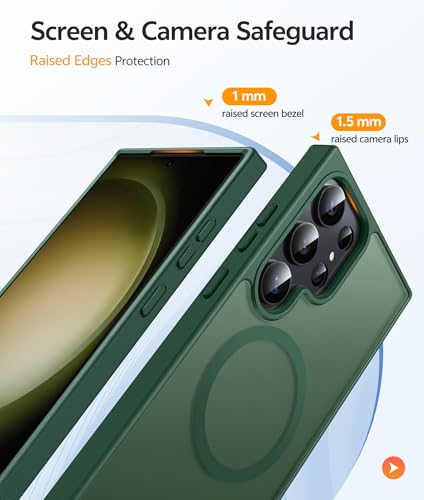 Image of FNTCASE for Samsung Galaxy S23 Ultra Case: [Fit for Magsafe] Magnetic Translucent Matte Anti-Fingerprint Cell Phone Cover Military Grade Shockproof Protective Case