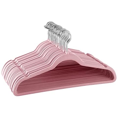 Elama Home 30 Stück Samt-Kleiderbügel mit drehbaren Edelstahl-Haken in Pink Cover