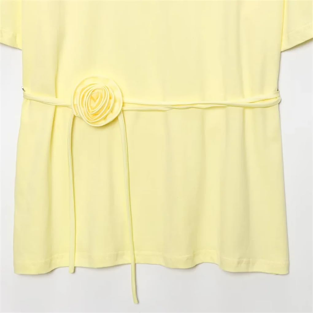 Women's Floral Lace-Up Crew Neck Short-Sleeved T-Shirt Top