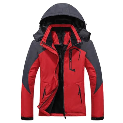 Parka homme hiver imperméable rouge manteau de travail épaissi à capuche