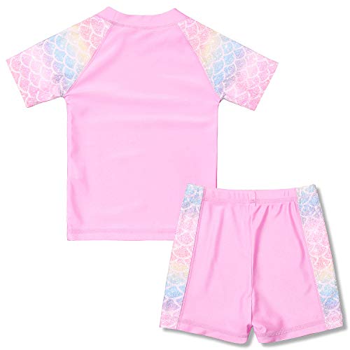 QPANCY Rash Guard for Girls Swimwear 2-Piece Mermaid Unicorn Swimsuit UPF 50+ UV2