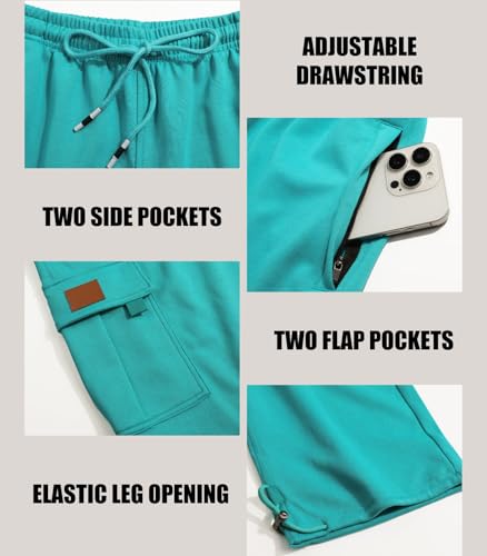 Suwangi Men's Cargo Sweatpants Casual Cotton Hiking Joggers Athletic Pants Drawstring Elastic Bottom Pants with Multi-Pockets4