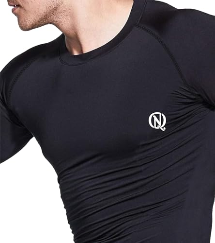 Image of NEVER QUIT Men's Compression Shirt Pack of 1 or 2 - Long Sleeve Quick Dry Base Layer T-Shirt for Gym, Running & Sports Workout