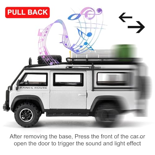 Image of FEXXA 1 /32 Compatible for Land Rover Van Model Car, Pull Back Diecast Collectible Car Toy with Sounds&Lights for Kids Boys Girls and Adults, Gift (Silver)