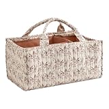 HICARRY Wickeltasche Organizer,Blumen Wickelkorb für die Wickelstation, Wickelorganizer für Babybedarf, Puffy Baby Diaper Caddy mit Griffen