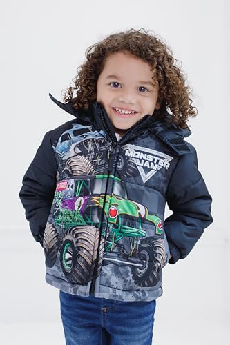 Image of Monster Jam Boys' Hooded Puffer Jacket Toddler to Big Kid