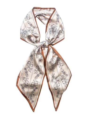 Julunar Hair Scarf for Women Silky Long Neck Head Scarves Purse Bag Scarfs for Handbag Satin Headscarf