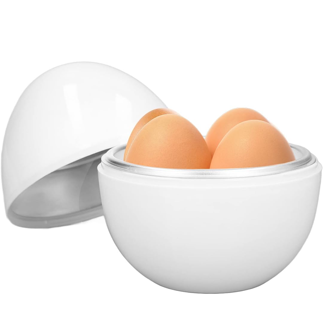 Egg Cooker With 4 Egg Capacity, Microwave Hardboiled Egg Maker for Perfectly Cooked Eggs in Under 9 Minutes
