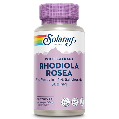 Solaray Rhodiola Rosea 500mg 60 Vegan Capsules High Strength