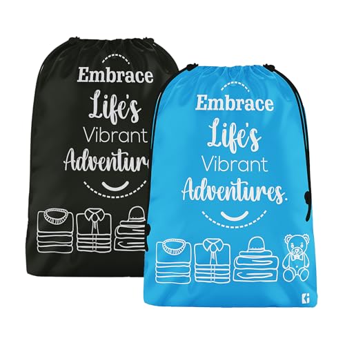 Image of Kuber Industries Pack of 2 Cloth Storage Bag | Storage Organizer | Travel Cloth Carrying Bag | Garments Cover for Laundry | Travel Storage Organizer for Clothing | Large | Sky Blue & Black