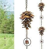 Pinecone Shaped Rain Chain Metal Rain Chain Gutter Rain Chain Downpipe Outdoor Metal Rain Catcher Decorate Pine Cones and Bells Rain Chain for Indoor Outdoor Decoration