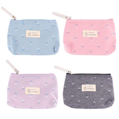 Leorx 4 peças de sacos de cosméticos para maquiagem com padrões de flores, bolsa de maquiagem e bols