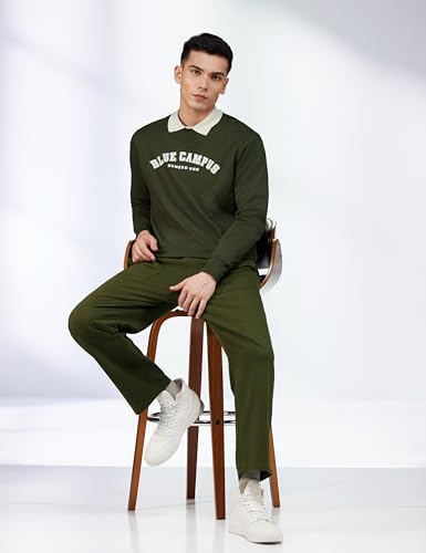 Image of Numero Uno Men's Olive Graphic Pullover Sweatshirt