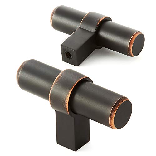 Cauldham 10 Pack Solid Kitchen Cabinet Bar Handle Pulls - Drawer/Door Hardware Knobs - Style B525 - Oil Rubbed Bronze