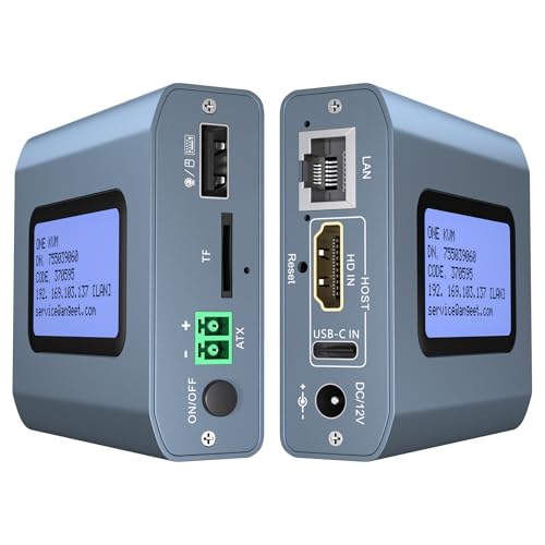 Remote KVM Over IP Internet,4K IP KVM Remote Control PC,Server,Remote Power Control, LCD Screen,ZeroTier, TF Card,Webcam,Wake, Install OS Via BIOS, Windows Mac Linux Android
