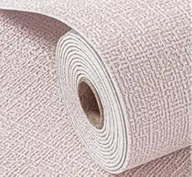 Papel De Parede Adesivo Textura Linho Cor Sólida - Acabamento Moderno e Minimalista, Autocolante para Escritório, Sala e Quarto(Rosa,3Metros x 50cm-1.5m²)