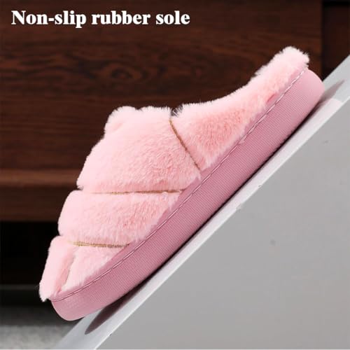 Generic Unisex Adult Concha Slippers - Pink, Faux Fur, Memory Foam, Casual, Round Toe, Pull-On3
