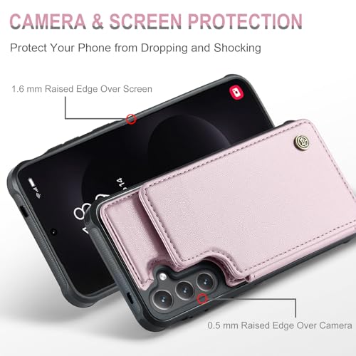 Vinich for Samsung Galaxy S26 Plus Wallet Case with Card Holder, RFID Blocking Credit Slots Kickstand Shockproof Phone Cover for Women Men, Pink by Vinich - Image 5