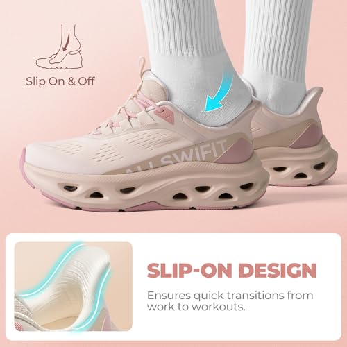 Image of ALLSWIFIT Women's Slip On Walking Shoes Cushioning Hands Free Non Slip Breathable Comfort Workout Running Jogging Gym Athletic Tennis MoveSlide Fashion Sneakers