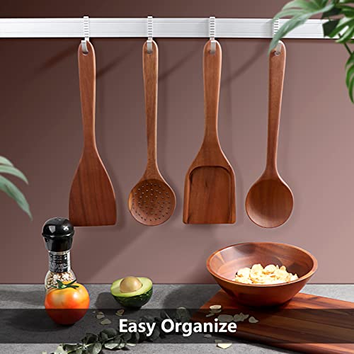 Acacia Wooden Utensils Set 4 Pcs,Nonstick Wooden Kitchen Utensil Set,Wooden Spoon Set Inicluding Spoon,Skimmer,Spatula,Turner(4 Pack) #TOP3