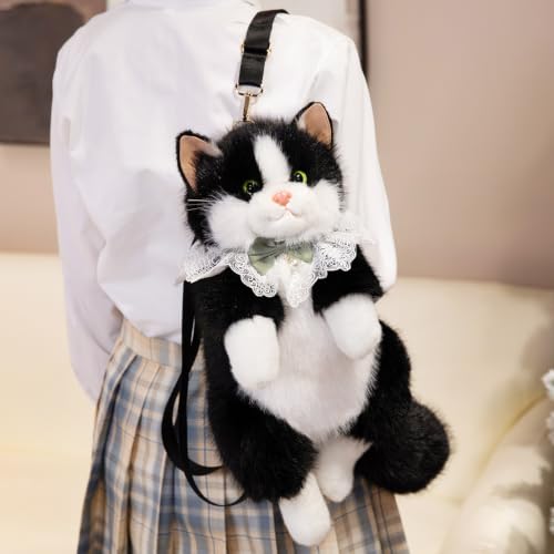 Image of Women Animal Teddy Bear Plush Backpack with Adjustable Straps (Ragdoll black)