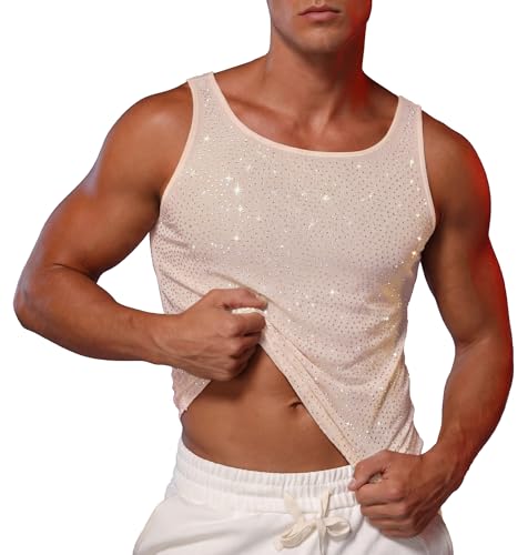 Débardeur strass homme brillant pour briller en discothèque et soirée rave club
